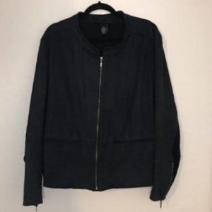 Lane Bryant Black Sueded Zip Up Jacket - Size 24